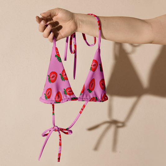 Vulva Strawberry String Bikini Top