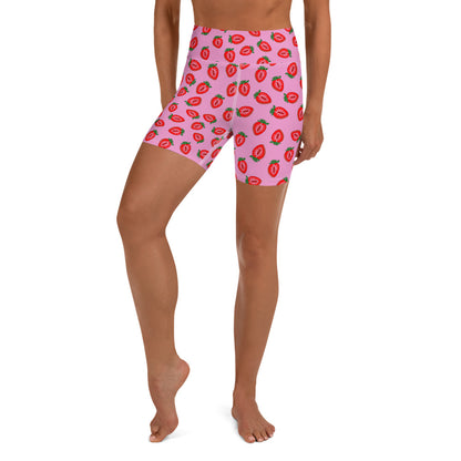 Vulva Strawberry Yoga Shorts