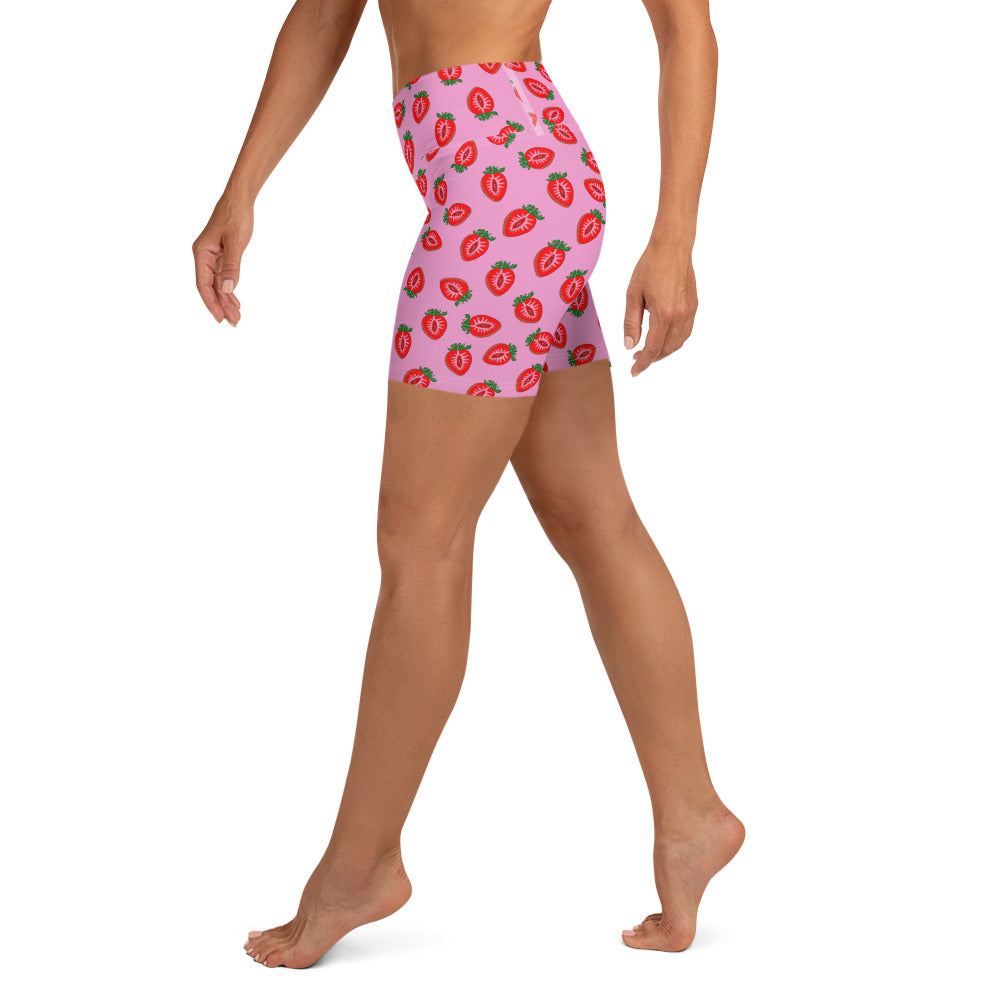 Vulva Strawberry Yoga Shorts