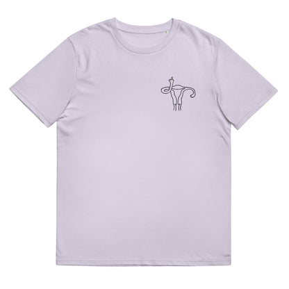 uterus showing middle finger feminist t-shirt.