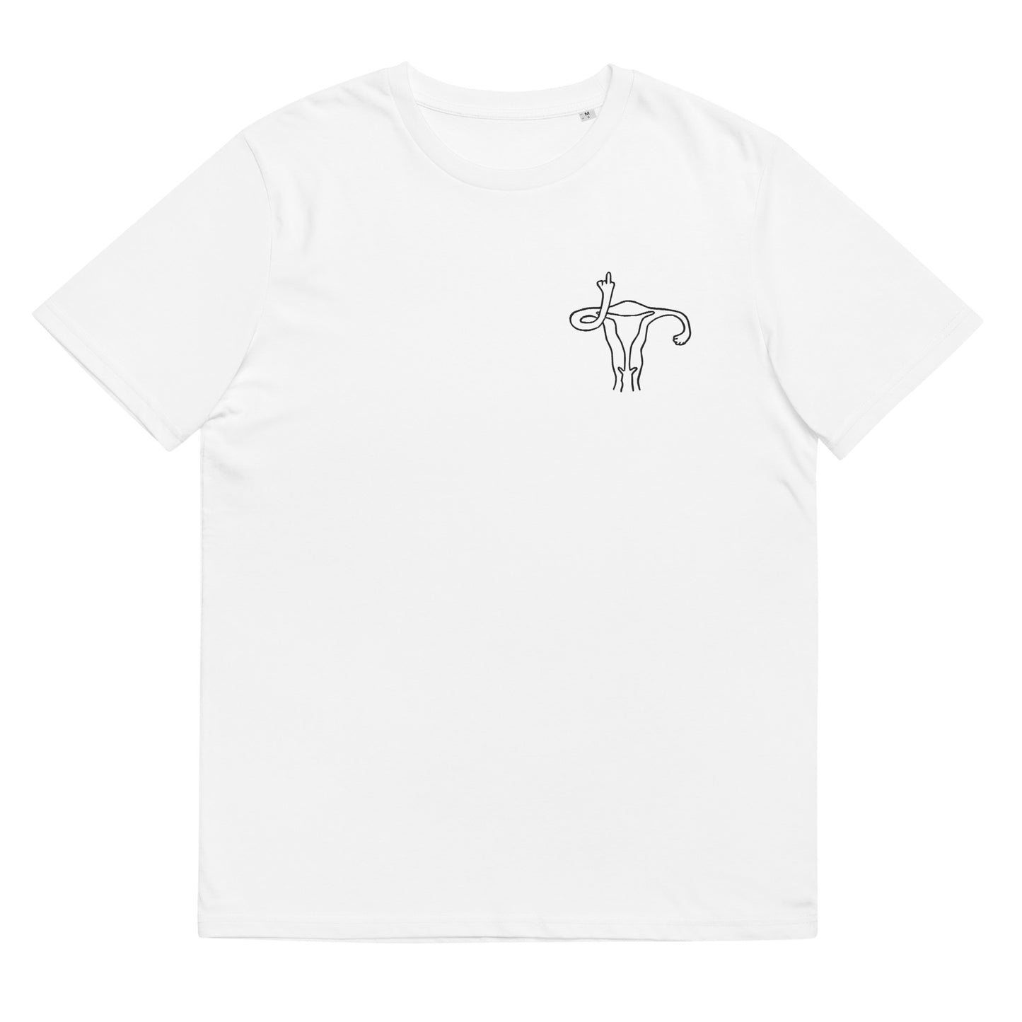 uterus showing middle finger feminist t-shirt.